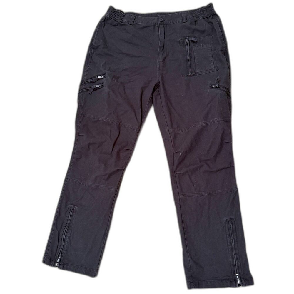Men's Black Tactical Pants Combat Cargo Military Casual Hiking 36x28 Zip Pockets